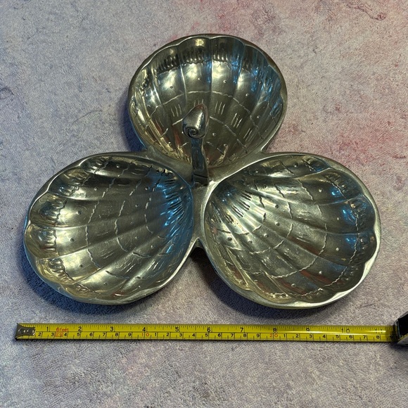 Pewter  Triple Shell Serving  Dish - Picture 2 of 6